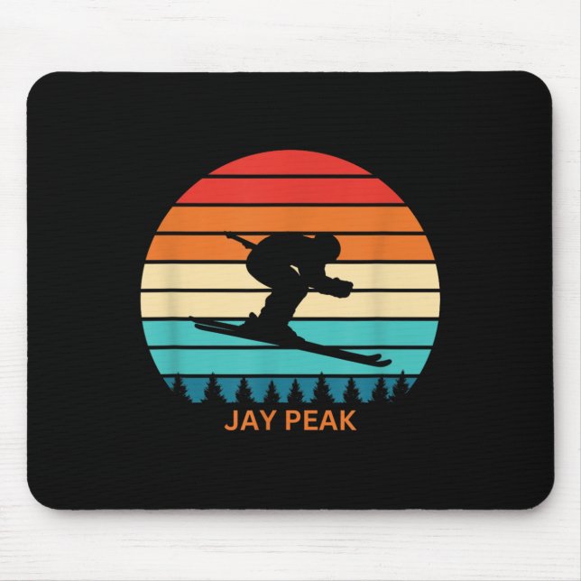 Retro Sunset Jay Peak Vermont Skiing Skier  Mouse Mat (Front)