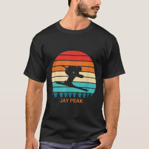 Retro Sunset Jay Peak Vermont Skiing Skier T-Shirt