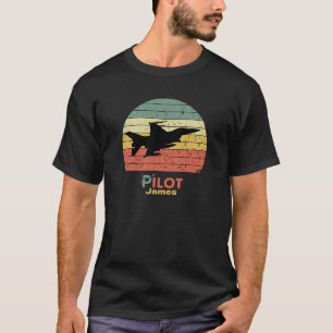 Retro sunset, Jet Fighter Plane, Pilot, Aviation T-Shirt