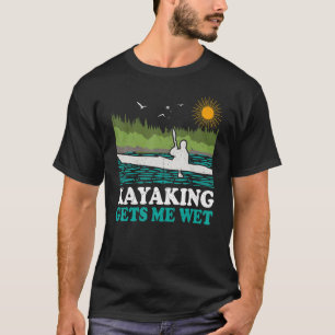 Retro Sunset Kayaking Gets Me Wet Canoe Boating Ka T-Shirt
