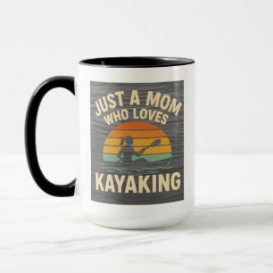 Retro Sunset Kayaking Mom - Vintage Outdoor Moms Mug