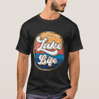 Retro Sunset Lake Life Men & Women Loves Camping S T-Shirt