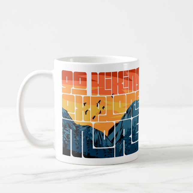 Retro Sunset Landscape Hiking Adventure Explore Coffee Mug (Left)