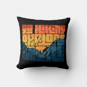 Retro Sunset Landscape Hiking Adventure Explore Cushion