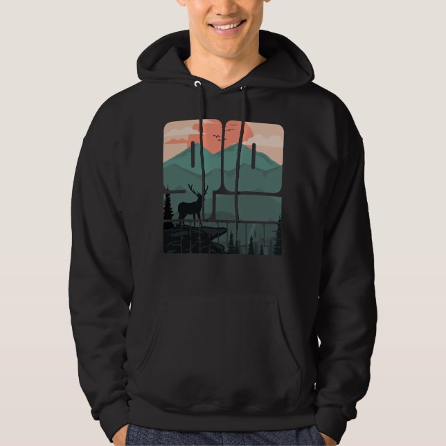 Retro Sunset Landscape Hiking Adventure Explore Hoodie (Front)