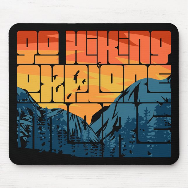 Retro Sunset Landscape Hiking Adventure Explore Mouse Mat (Front)