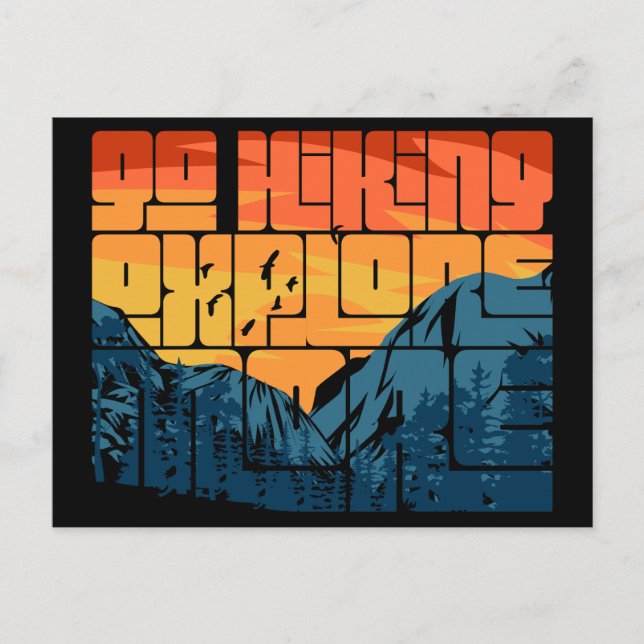 Retro Sunset Landscape Hiking Adventure Explore Postcard (Front)