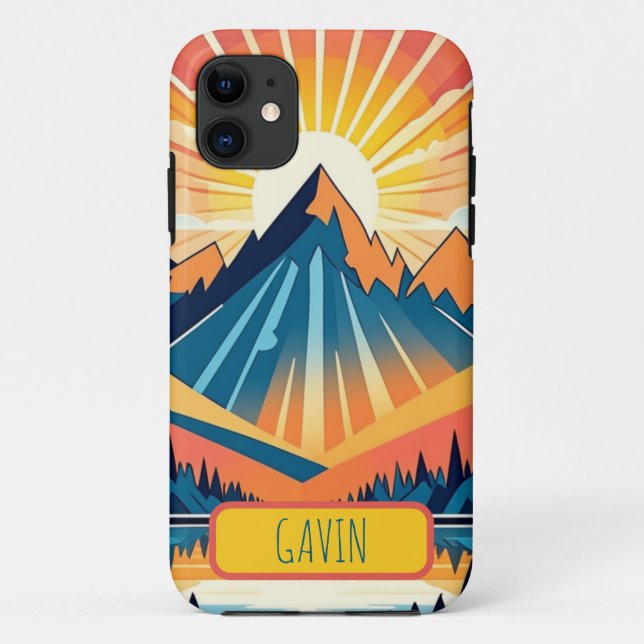 Retro Sunset Landscape Personalised Case-Mate iPhone Case (Back)