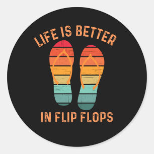 Retro sunset - Life is better in flip flops Classic Round Sticker