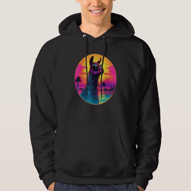 Retro Sunset Llama Hoodie (Front)