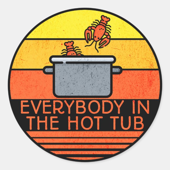 Retro Sunset Lobster Pot, Hot Tub Classic Round Sticker (Front)