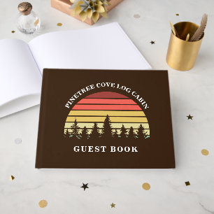 Retro Sunset Log Cabin Custom Vacation Rental Guest Book