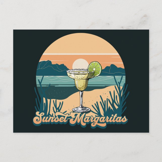 Retro Sunset Margaritas Postcard (Front)