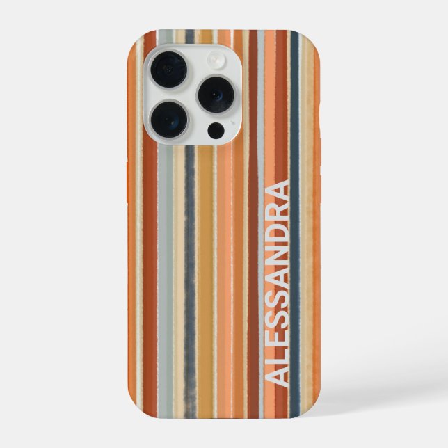 Retro sunset monogram stripes lines boho  iPhone case (Back)