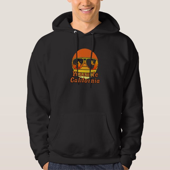 Retro Sunset Mountain Hike Yosemite California Roc Hoodie (Front)