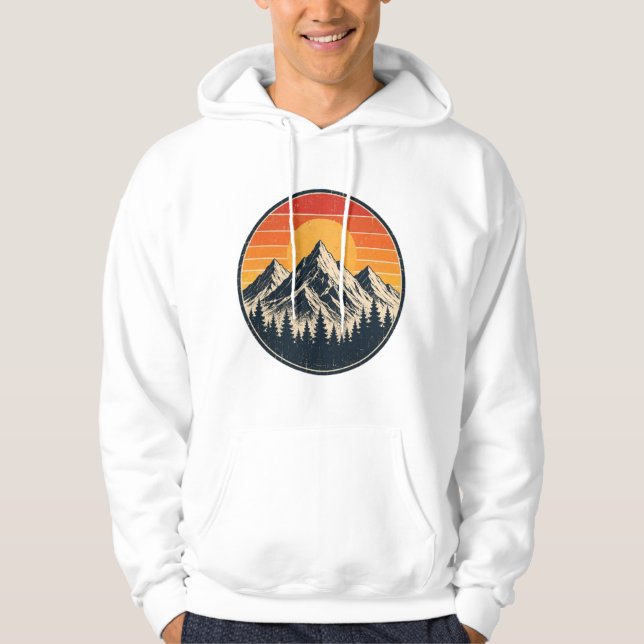 Retro Sunset Mountain  Hoodie (Front)