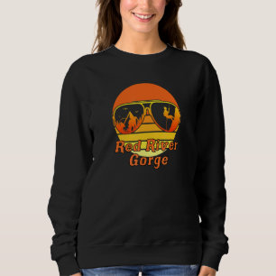 Retro Sunset Mountain Kentucky Rock Climbing Red R Sweatshirt