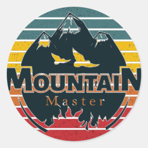 Retro sunset Mountain master  Classic Round Sticker