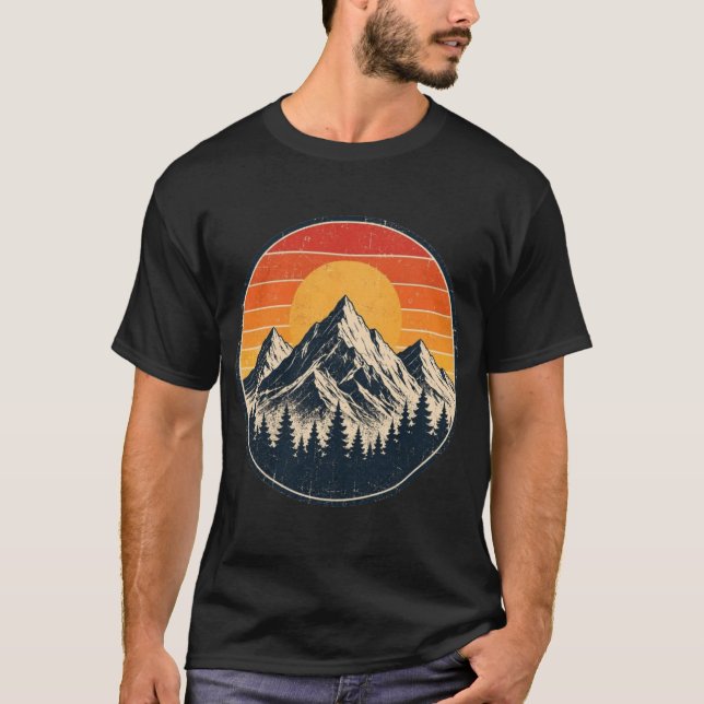 Retro Sunset Mountain  T-Shirt (Front)