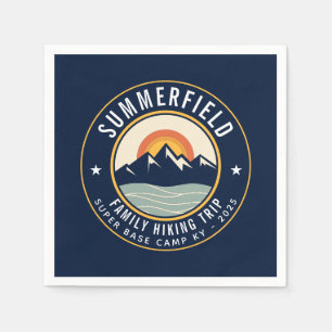 Retro Sunset Mountains Family Hiking Trip Paper Napkin