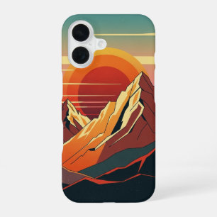 Retro Sunset Mountains iPhone 16 Case