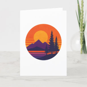 Retro Sunset Nature Vibes Vintage 80s Aesthetic Thank You Card