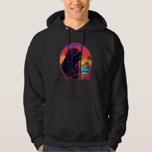 Retro Sunset Newfoundland Dog Hoodie