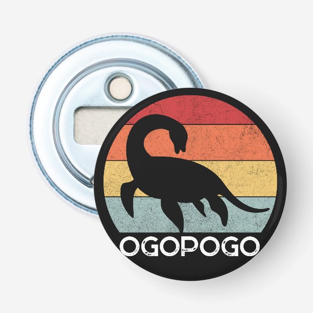 Retro sunset Ogopogo the Okanagan Lake Monster 70s Bottle Opener (Front)
