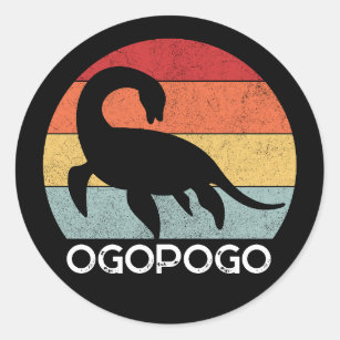 Retro sunset Ogopogo the Okanagan Lake Monster 70s Classic Round Sticker
