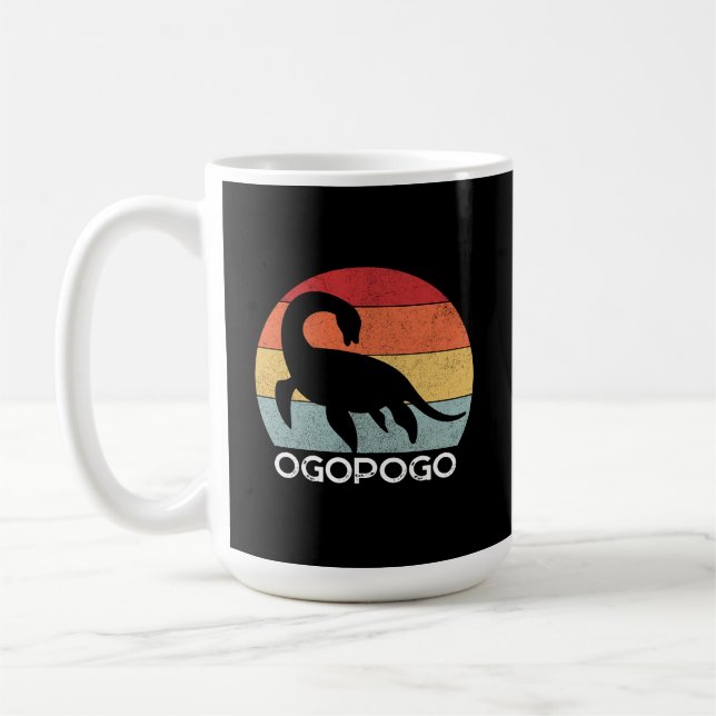 Retro sunset Ogopogo the Okanagan Lake Monster 70s Coffee Mug (Left)