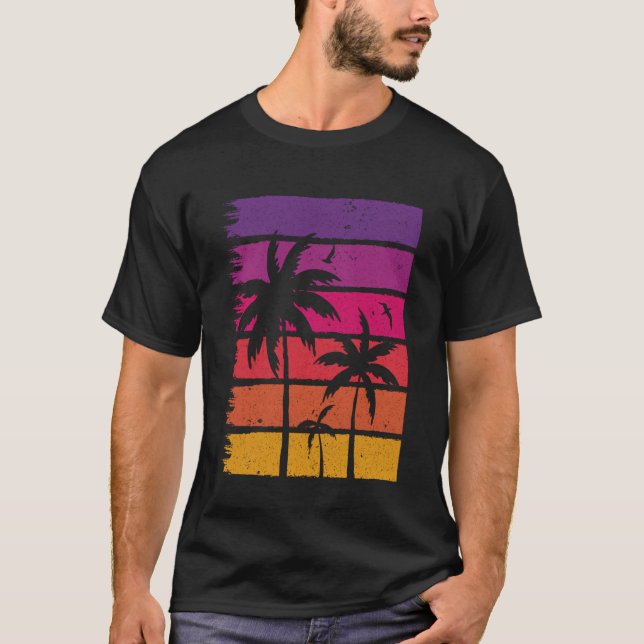 Retro Sunset Palm Tree  1 T-Shirt (Front)