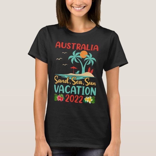 Retro Sunset Palm Tree Beach Vacation 2022 Austral T-Shirt (Front)