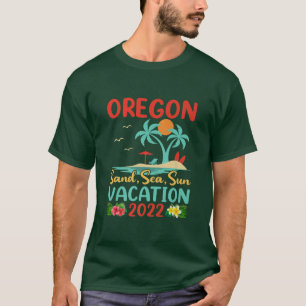Retro Sunset Palm Tree Beach Vacation 2022 Oregon T-Shirt