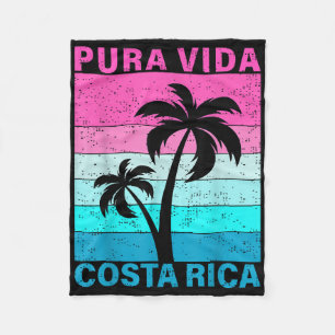 Retro Sunset Palm Tree Costa Rica Vacation Pura Vi Fleece Blanket