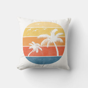 Retro Sunset Palm Trees Cushion