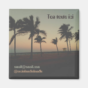 Retro Sunset palm trees custom text Magnet