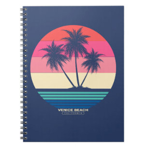 Retro Sunset Palm Trees Venice Beach Notebook