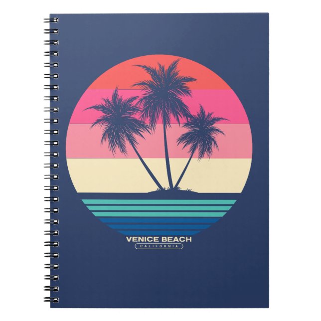 Retro Sunset Palm Trees Venice Beach Notebook (Front)