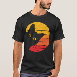 Retro Sunset Peekaboo Cat Men's T-Shirt