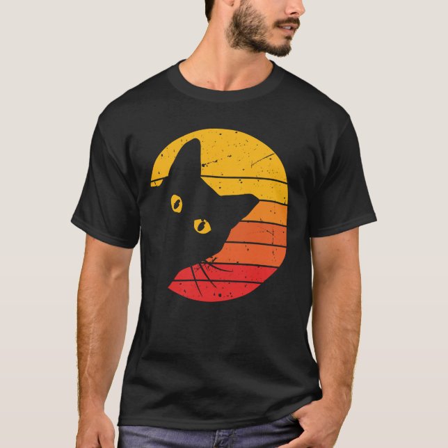 Retro Sunset Peekaboo Cat Men's T-Shirt (Front)