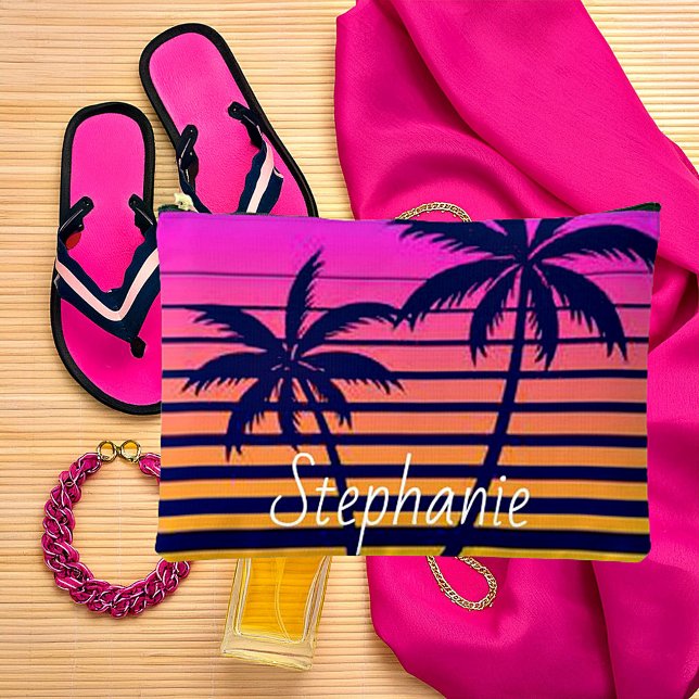 Retro sunset Personalised     Accessory Pouch (Creator Uploaded)