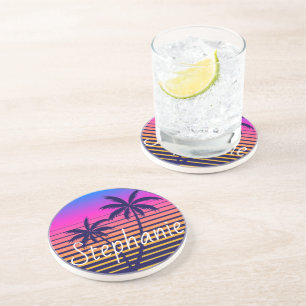 Retro sunset Personalised   Coaster