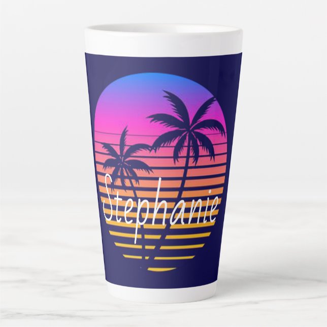 Retro sunset Personalised   Latte Mug (Front)