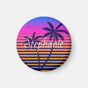 Retro sunset Personalised Magnet