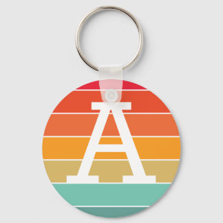 Retro Sunset Personalised Monogram Key Ring