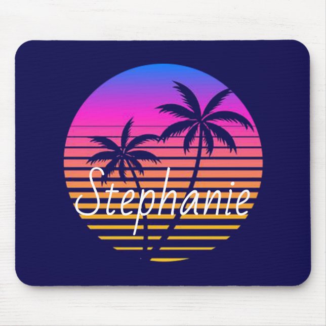 Retro sunset Personalised  Mouse Mat (Front)