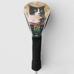 Retro Sunset Photo Fathers Day Best Cat Dad Ever Golf Head Cover