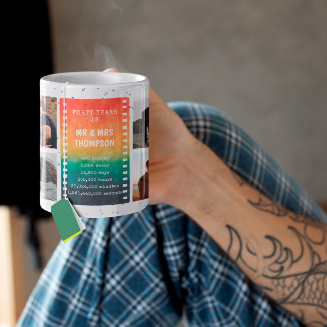 Retro Sunset Photo Mr and Mrs 40th Anniversary Coffee Mug (Creator Uploaded)