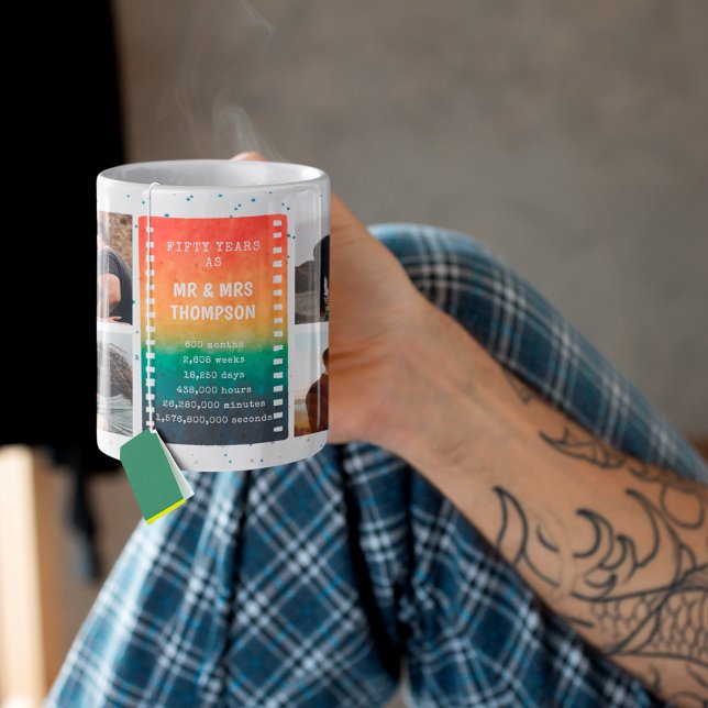 Retro Sunset Photo Mr and Mrs 50th Anniversary Coffee Mug (Creator Uploaded)