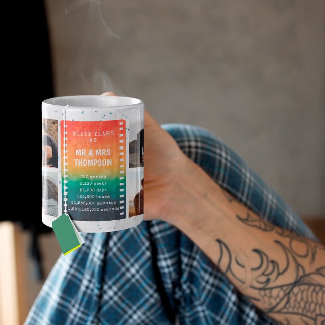 Retro Sunset Photo Mr and Mrs 60th Anniversary Coffee Mug (Creator Uploaded)